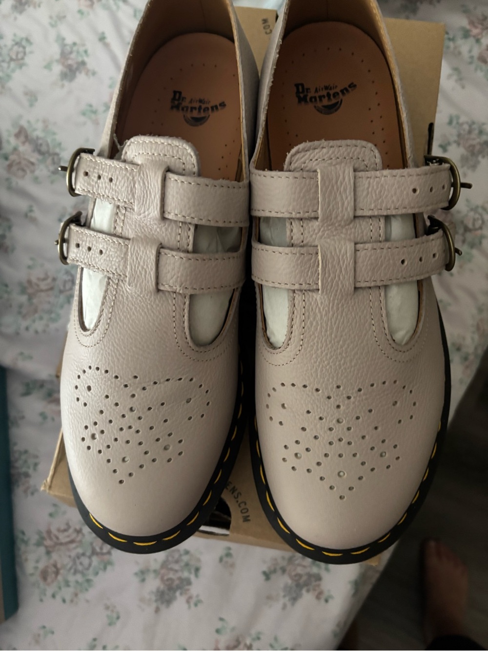 Women Mary Jane Cream Double-Strap Shoes